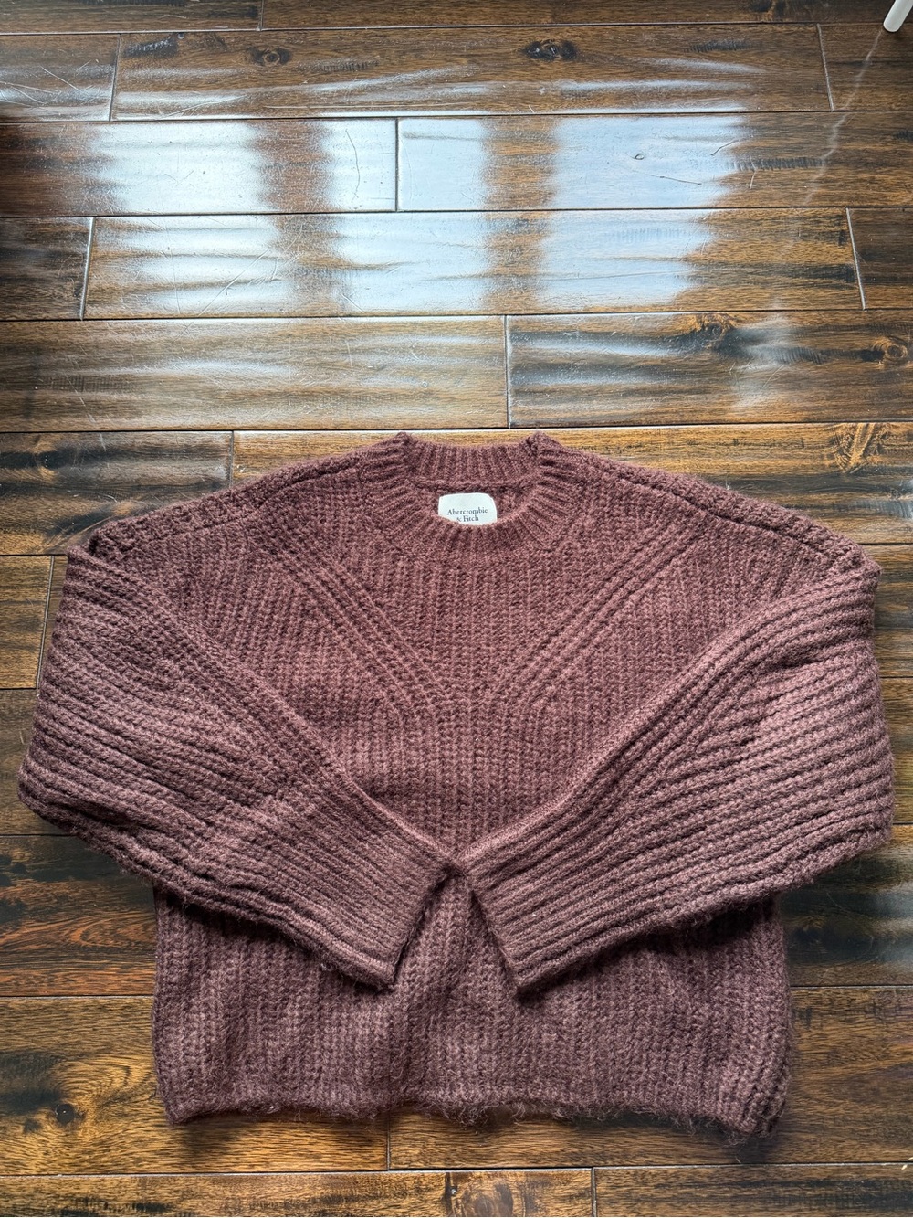 Abercrombie & Fitch Brown Ribbed Crewneck Wool Sweater